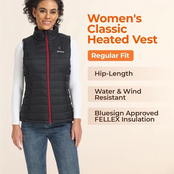 Ororo Women's Heated Vest - Black and Red - Picture 5 of 9